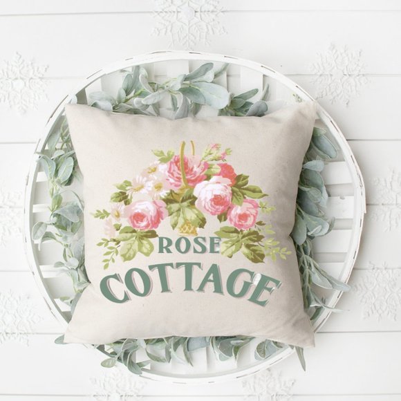 Throw Pillow Cover, Rose Cottage, Indoor/Outdoor - Picture 1 of 3